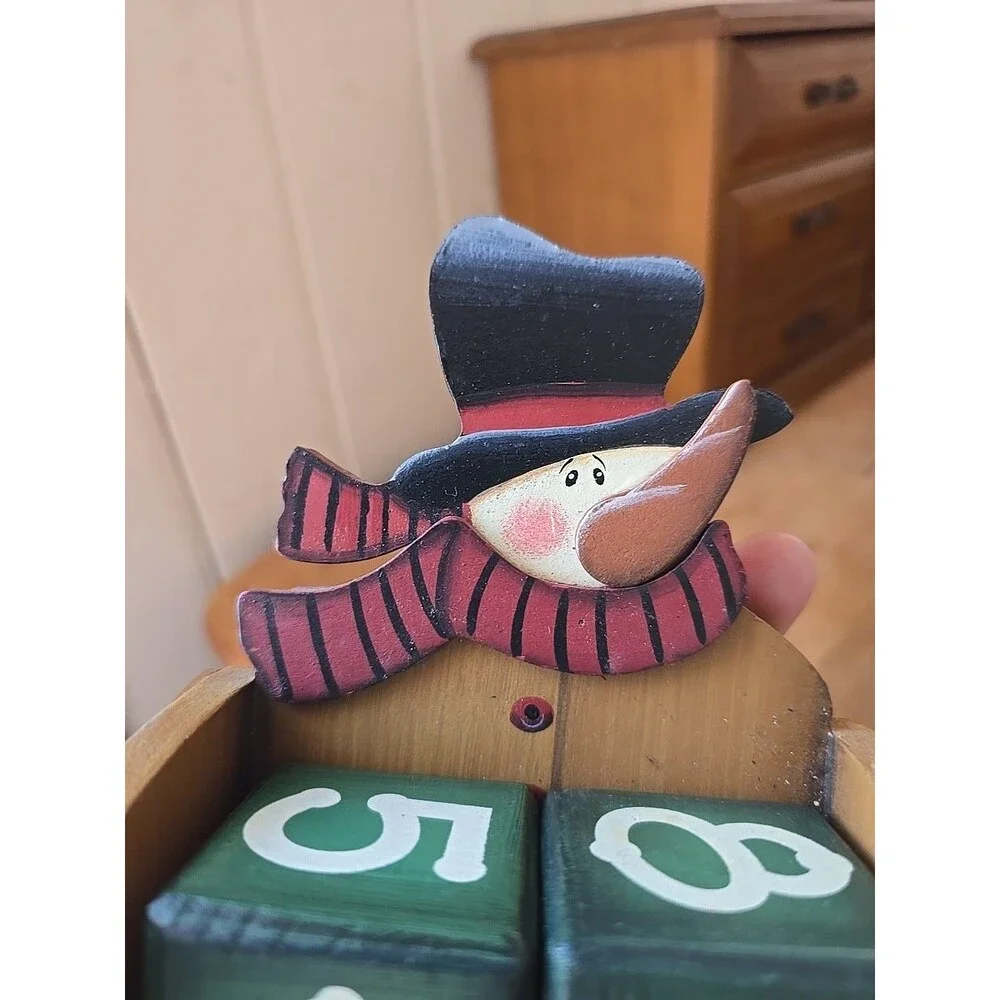 Wooden Country Style Snowman Countdown To Christmas Decor